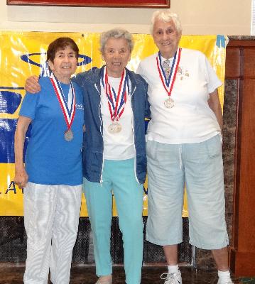 Women's Shuffleboard medalists:
Barbara Percival, Anne Shuster, and Lucyle Pollock. 