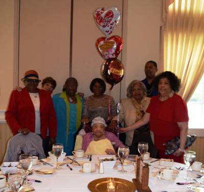 Eleanor Lansdowne, of St. Francis in Darby, age 102, and her many family members gather for this joyous celebration. 