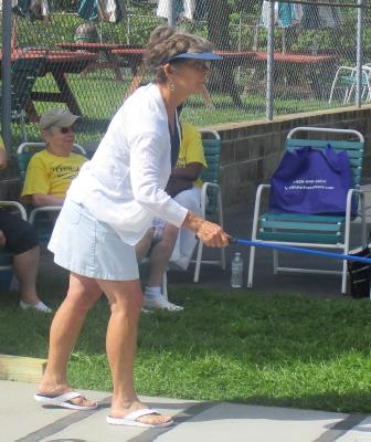 Jean Iannotti, 73, of Boothwyn, competes in Shuffleboard.