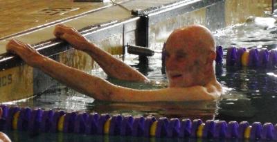 Maurice "Mac" McDowell ready for the backstroke