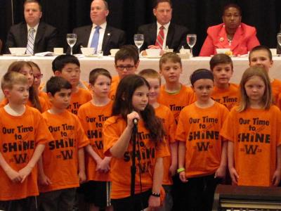 Students from Worrall Elementary School in Broomall entertain the guests.