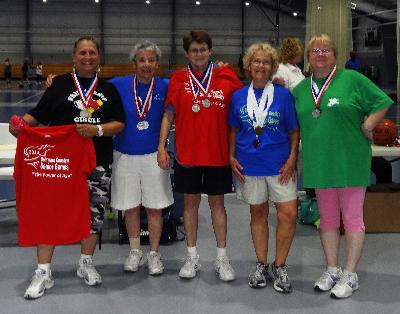 Women's Basketball medalists:Annette Williams, Anne Shuster, Carolyn Shaw, Pat Parsons, and Donna Britt 