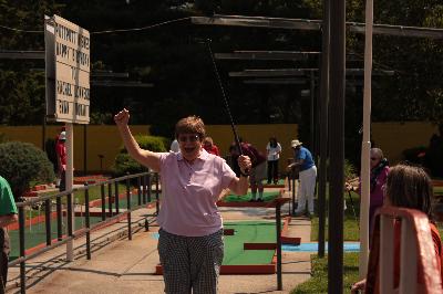 Linda Zappacosta celebrates her hole-in-one.