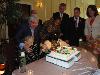 Delaware County Council Vice Chair, Mario J. Civera, Jr. helps Marion Roth, 104, and Nancy Fisher, 108 cut the centenarian birthday cake.